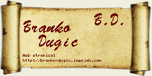 Branko Dugić vizit kartica